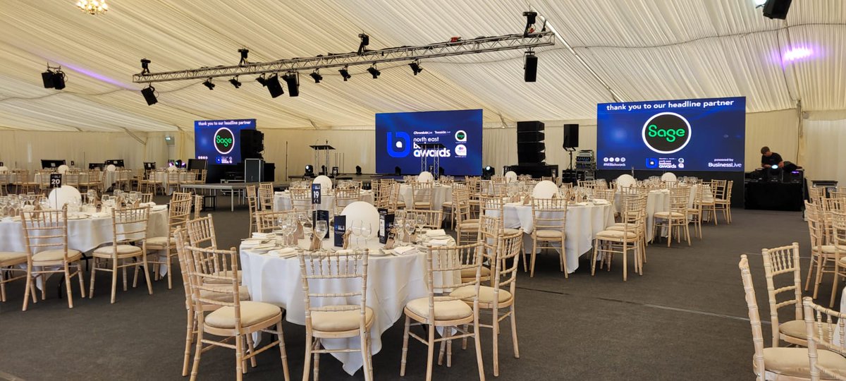 We're getting ready to welcome our guests for tonights #NEBizAwards and it's looking fantastic! What a great setting here at @HardwickHHotel 😍