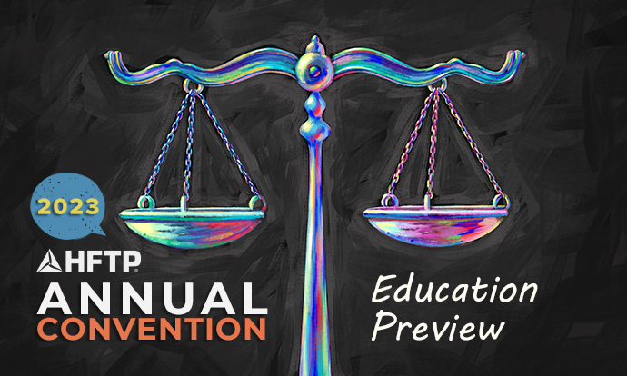 HFTP's tweet photo. Brad Steele, J.D. joins HFTP Connect to talk about his #HFTPAC23 session on legal and HR updates for club leaders, promising fun (and perhaps some seasonally-appropriate terror 👻): https://t.co/dMLcU0Y16X https://t.co/p7Hi7bIzZn