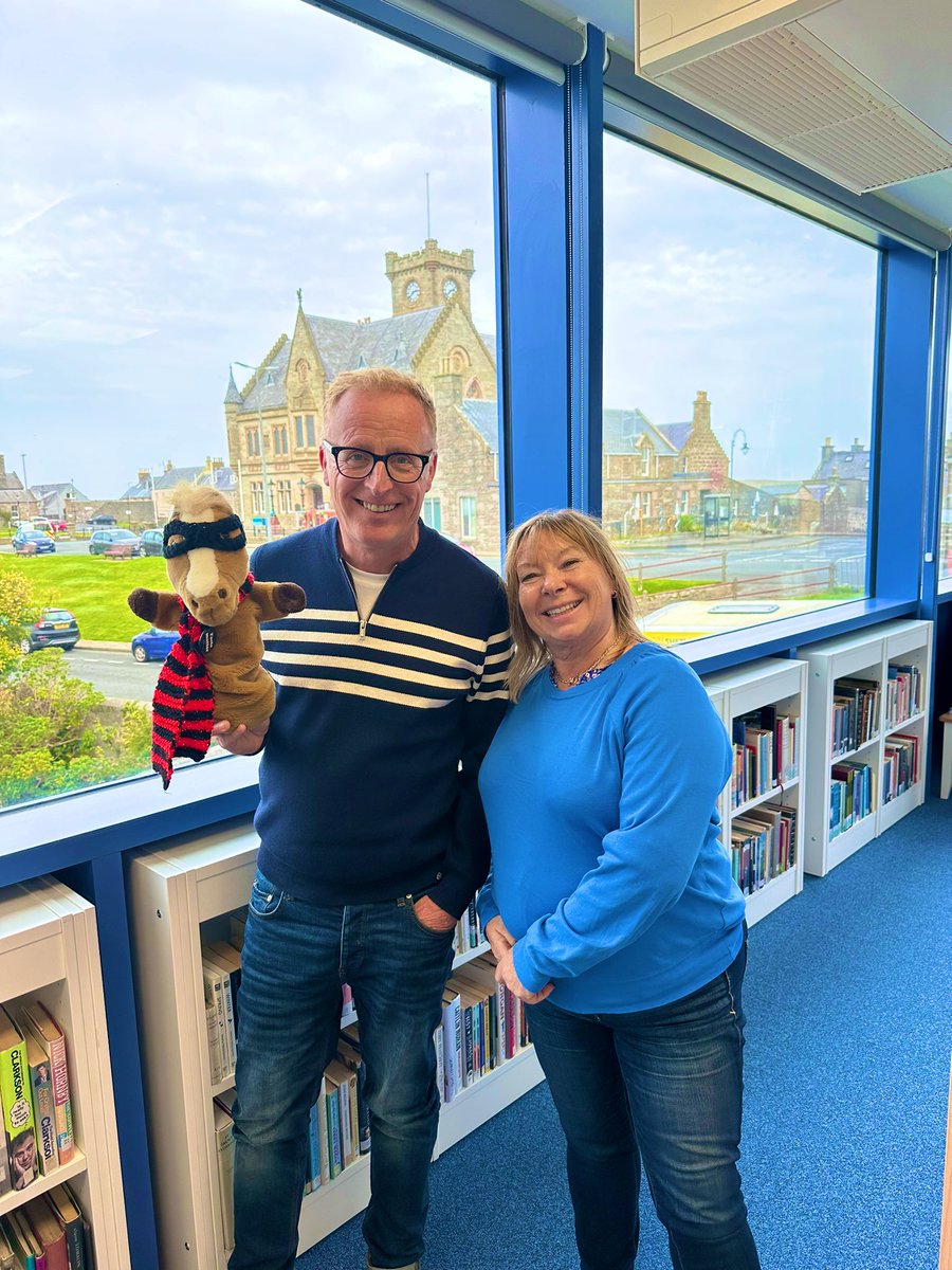 ShetlandLibrary's tweet photo. Delighted to welcome @BBCRadioScot’s #BBCGetItOn duo @bryanb1965 &amp; @babswallace to the Library this afternoon. #SuperSheltie was starstruck! 📻
We told them that now they’ve visited #BritainsMostNortherlyLibrary, they really don’t need to bother with @OrkneyLibrary. 😉📚 https://t.co/06kDG343UD
