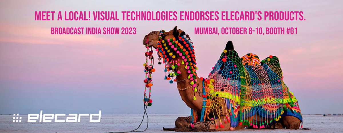Come see Elecard at Broadcast India Show 2023! This year we are endorsed and backed by a local system integrator - Visual Technologies India, and visiting our booth #G1, get ready to be amazed by our cutting-edge technology and solutions. Schedule meeting: bit.ly/3EQXwhp