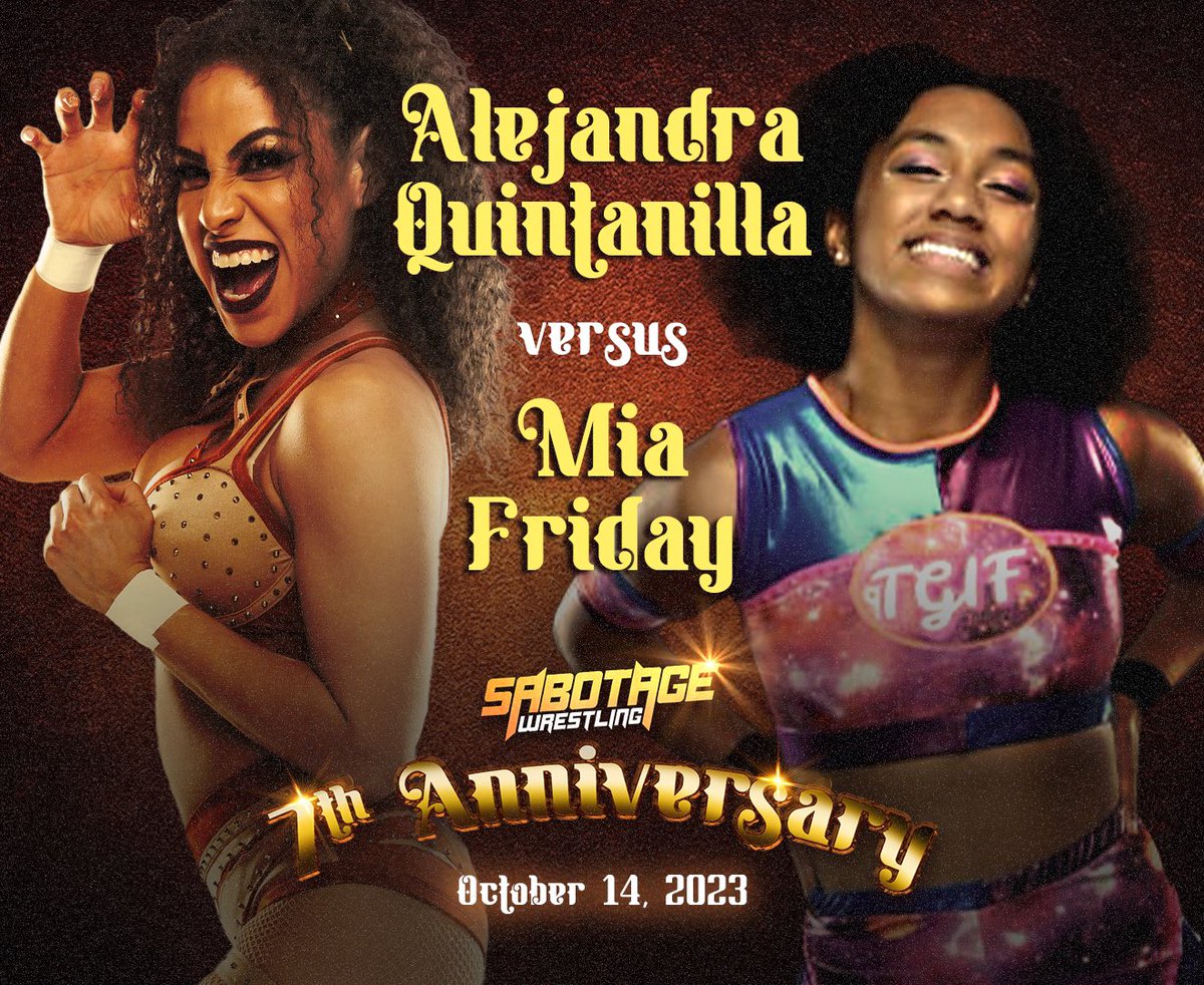 Alejandra Quintanilla goes one on one with Mia Friday at our 7 Year Anniversary show on October 14 in Buda, Texas at <a href="/pinballzkingdom/">Pinballz Kingdom</a>!

🎟️: tinyurl.com/SABTIX