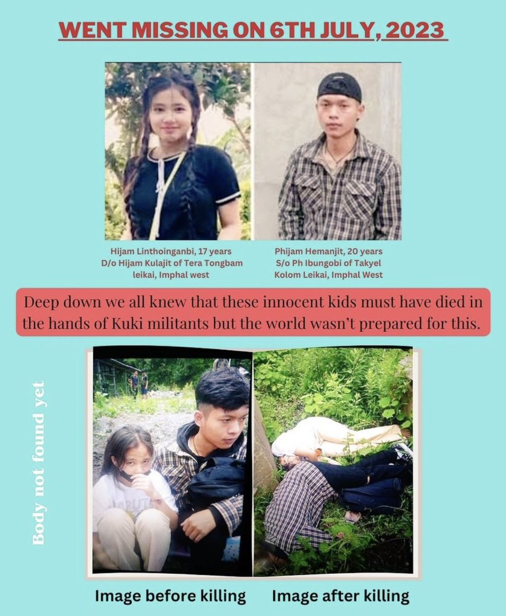 VeriDrift's tweet photo. India Horror Murder :
Alarming visuals, unveiling the before and after scenes of the gruesome killing of two students who disappeared on July 6, have appeared on social media. @SCofIndia
#IndiaHorrorMurder #ManipurHorrorMurder #ManipurFightsBack
 #ZRAXposed #Justice4ManipurStudents #Justice4LinthoiNHemanjit @GargiRawat