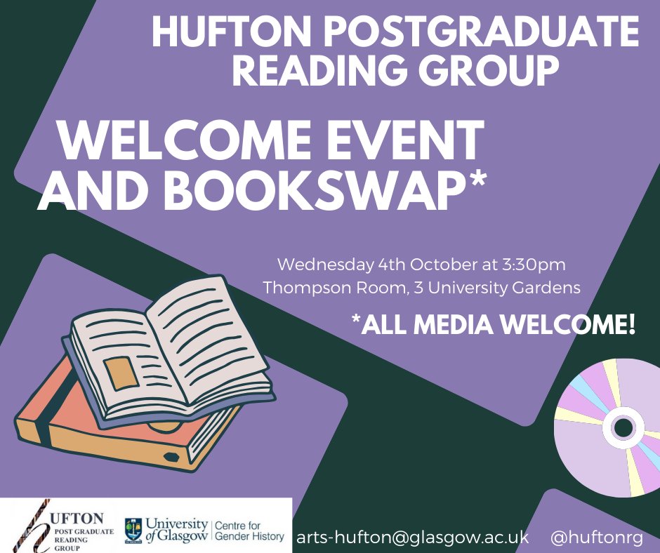 We're excited to be kicking off this year's programme of events with our welcome event next Wednesday 4th October! Join us for our book/multimedia swap, all welcome! ✨