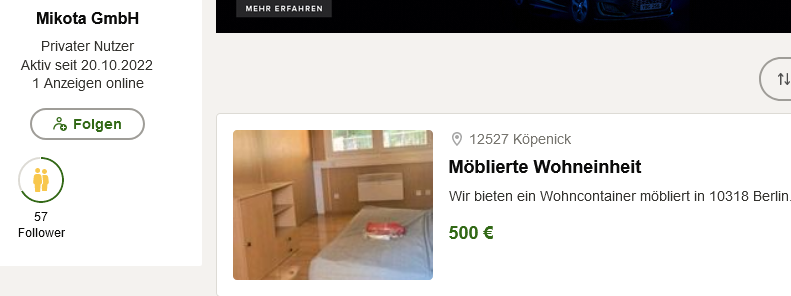 datawrangler2's tweet photo. [*Container]
.
#Wohncontainer,
möbliert,
10318 Berlin.
500€ Miete/ 1000 € Kaution.
Von winterfest, Heizung etc steht da nichts.
Statt dessen:
Alternativ wohnen!
Geschäfte mit Armut.
Elend kennt keine Grenzen!
#B #Berlin #Mieter #Wohntraum #Container #WBA
https://t.co/IxHiOzVECU https://t.co/shAElZjVUd