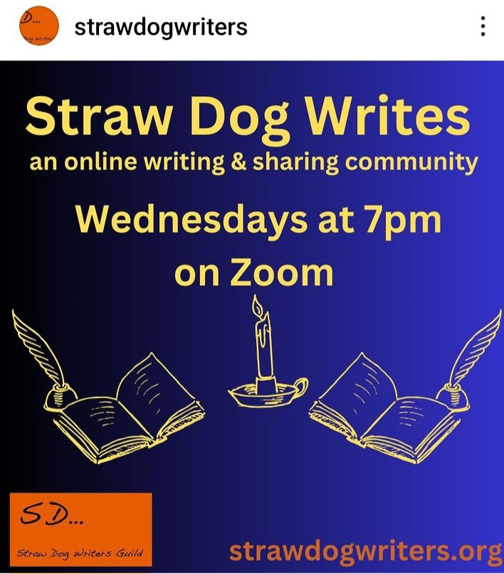 Wednesday at 7 via zoom:)
#WritingCommunity 
strawdogwriters.org/post/straw-dog…