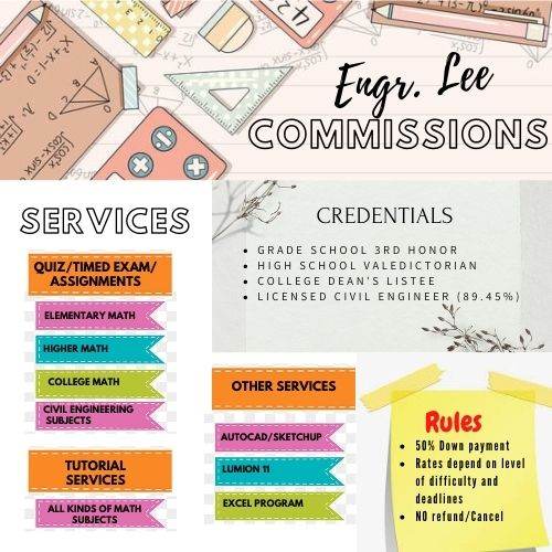 Open for Math and Civil Engineering commissions tonight!