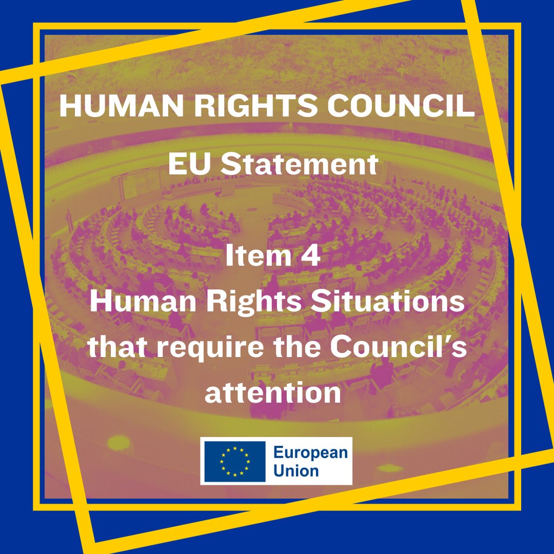 EU_UNGeneva's tweet photo. Today at #HRC54 we raised:
⏩ Russia's full scale invasion of 🇺🇦 & internal repression in Russia
⏩ Belarus
⏩ Türkiye
⏩ OPT & Israel
⏩ China
⏩ Afghanistan
⏩ Iran
⏩ Sudan
⏩ Nicaragua
⏩ Haiti
#Item4