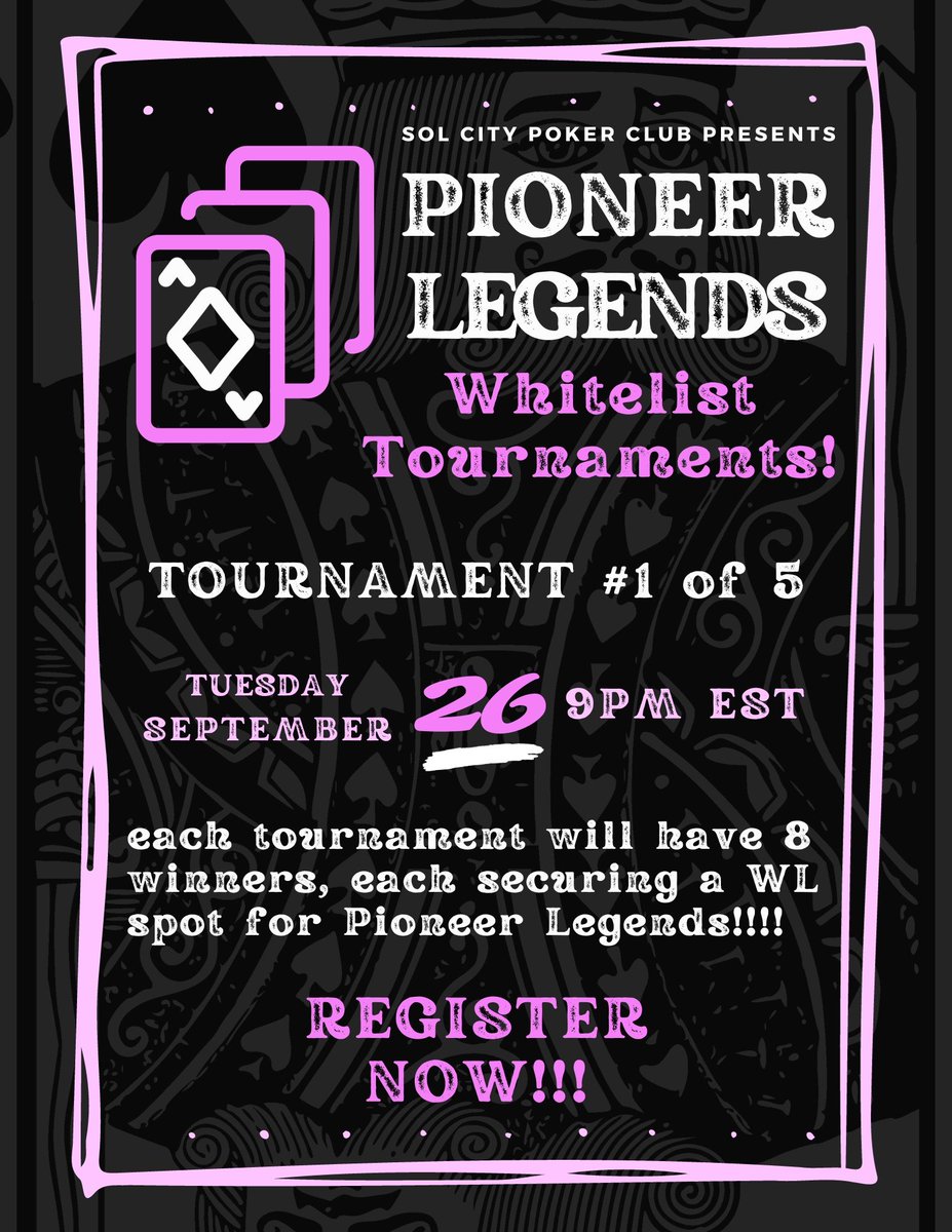 AionPoker's tweet photo. ♦️♣️♥️♠️♦️♣️♥️♠️♦️♣️♥️♠️
Hey There Poker Friends!

Presented By Sol City Poker 
(Soon To Be AION Poker!)

🃏🃏🃏🃏🃏🃏🃏🃏🃏🃏🃏🃏

We Are Happy To Announce  A New Freeroll Series 

For @pioneerlegendio WL!

#poker #onlinepoker #web3poker

♦️♣️♥️♠️♦️♣️♥️♠️♦️♣️♥️♠️ https://t.co/ZXr4AYeUuN