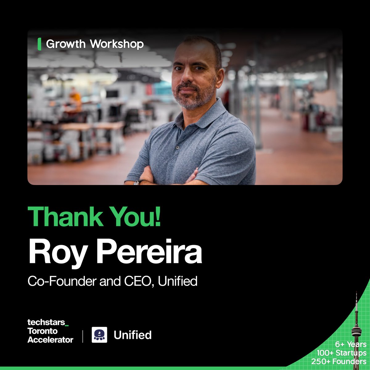 TS_Toronto's tweet photo. Thank you to Roy Pereira for leading an incredible Growth Workshop enlightening our founders with priceless insights. 📷 As the co-founder of Unified, Roy's expertise is unparalleled. Here's to fostering growth and innovation! #GrowthWorkshop #TechstarsToronto https://t.co/zmBSkFN1XF