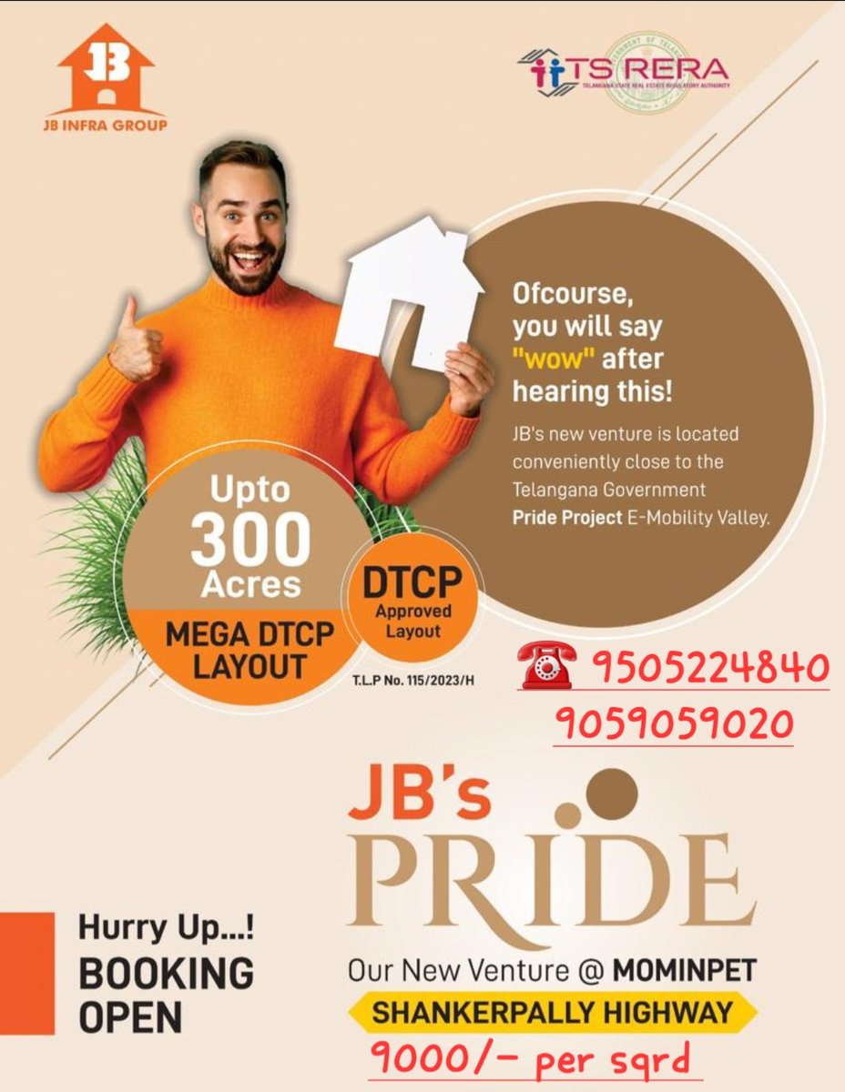 JB Infra Mominpet JBs pride Mominpet near shankarpally west Hyderabad
contact for details 9505224840 / 9059059020, open plots |Villas| lake view resort. Per sqryard price 9000/-
#jbspride #jbinfragroup #westHyderabadrealestate