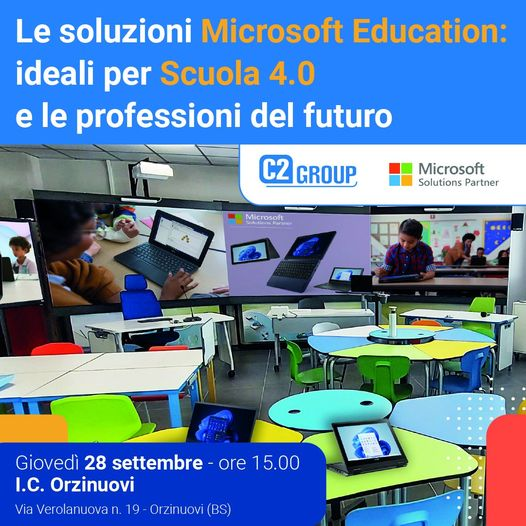 Microsoft Education!
Ti aspettiamo a 𝐎𝐫𝐳𝐢𝐧𝐮𝐨𝐯𝐢, il 𝟐𝟖 𝐬𝐞𝐭𝐭𝐞𝐦𝐛𝐫𝐞, per raccontare l'ecosistema didattico Microsoft, una soluzione davvero fantastica per costruire le professioni del futuro.
I posti sono limitati: iscriviti qui 
📷 forms.office.com/e/eSZjDCfRgw