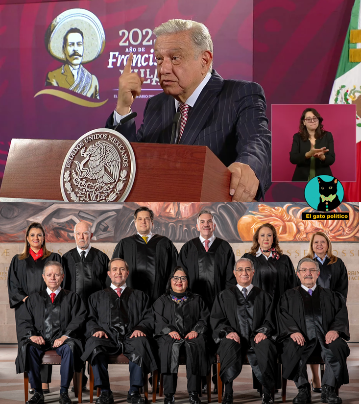 elgatopolitico_'s tweet photo. "Los del poder judicial están muy molestos porque estamos plantearlo renovarlo y yo tengo facultades constitucionales para enviar una iniciativa de reforma a la constitución con el propósito de que los jueces, magistrados y ministros sean electos por el pueblo y voy a enviar esa iniciativa. 
Estoy esperando nada más el resultado de la próxima elección..."

Tajantes palabras de nuestro Presidente. Se viene la reforma al corrupto Poder Judicial de Norma Piña.
#Mañanera #ConferenciaPresidente