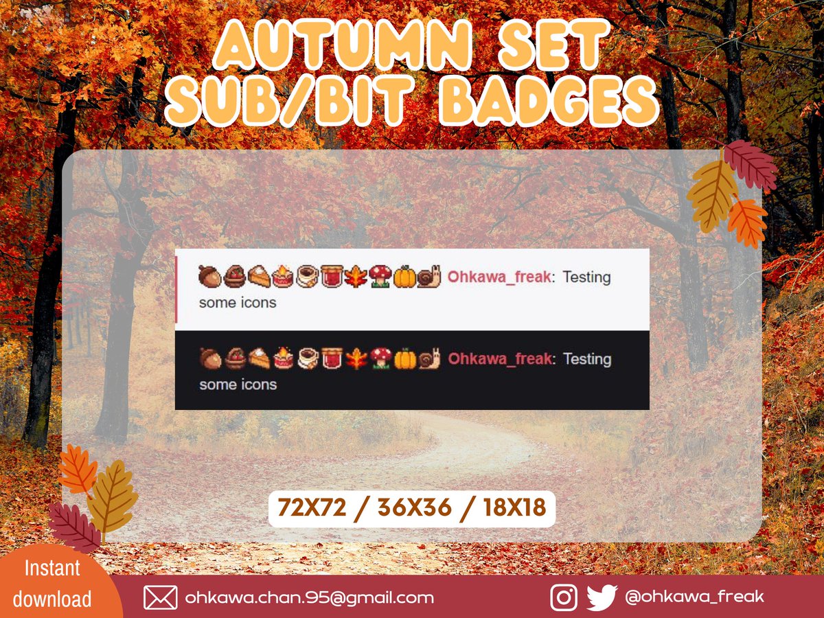 Ohkawa_freak's tweet photo. 🍂 Autumn Badges 🍂 (P2U Etsy & Ko-fi)
Que ganas tenía de que llegara otoño y los momentos de mantita en el sofá 😊☕
#pixelart #pixelbadges #badges #badgedesign #twitchdesign #twitchartist #twitch #stream #streaming #ドット絵 #insignias #subs #bit #emblemas #autumn #fall https://t.co/10jSgVrakb