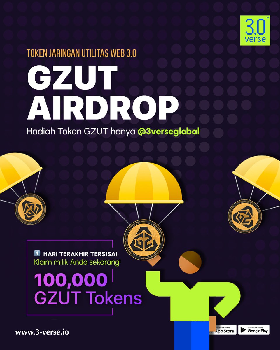 3verseindonesia's tweet photo. Klaim Token GZUT Anda Sekarang! Bergabunglah dengan #Airdrop Token GZUT 3.0 Verse untuk kesempatan menang besar!

4 hari terakhir tersisa.

💰 TOTAL HADIAH: 100.000 token GZUT + $500 USDT
📅 11 September - 30 September
💎 Bertindak cepat, yang pertama datang, pertama melayani sampai semua token diklaim!
🔗 Klaim Sekarang: https://t.co/vzdZelcPk1
.
.
#real3Verse #CryptoGiveaway #GZUTTokens #WinCrypto #USDTPrize #AirdropCampaign
#CryptoContest #CryptoCommunity #GiveawayAlert #JoinNow