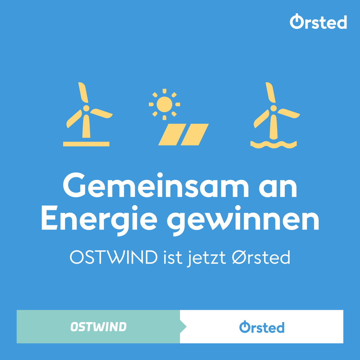 Heute ist ein großer Tag für uns! OSTWIND ist jetzt Ørsted. Gemeinsam wollen wir erneuerbare Energien in Deutschland ganzheitlich voranbringen. Für eine Welt, die vollständig auf grüne Energie setzt. Folge uns auf <a href="/OrstedDE/">Ørsted Deutschland</a>, um unsere Reise auch in Zukunft weiter zu verfolgen.
