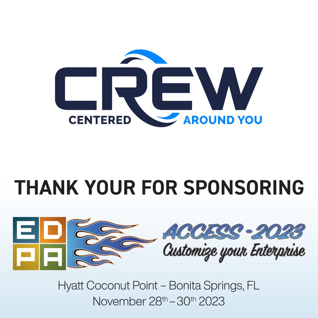 Thank you, CREW, for sponsoring ACCESS 2023.
Check out CREW -  tscrew.com
#EDPA #EDPAACCESS2023