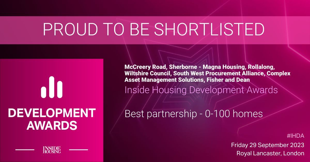 On Friday we're in London for the Inside Housing Development Awards! We're shortlisted for Best Partnership (0-100 Homes) with @MagnaHousing <a href="/SWPAProcure/">South West Procurement Alliance (SWPA)</a> <a href="/wiltscouncil/">Wiltshire Council #WiltshireTogether</a> <a href="/TaylorLewis_SW/">Taylor Lewis Consultants</a> Complex Asset Management Solutions &amp; Fisher &amp; Dean Construction.

tinyurl.com/mwa5fww8

#IHDA