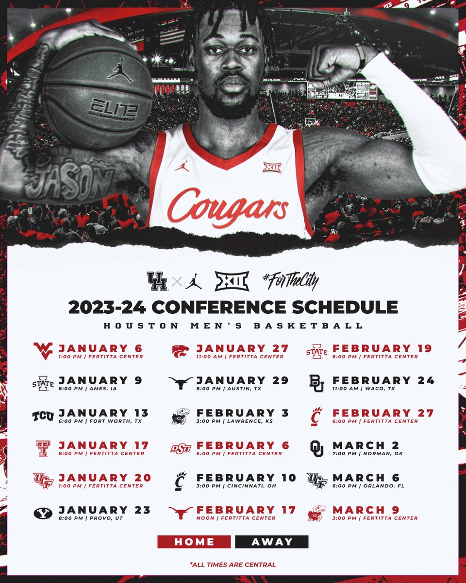 Here we goooooo....

🚨 Our 2023-24 <a href="/Big12Conference/">Big 12 Conference</a> schedule is here! 🚨

#ForTheCity x #GoCoogs 

🔗 – bit.ly/3rrxaiO
🗓️ – bit.ly/3umWaoq