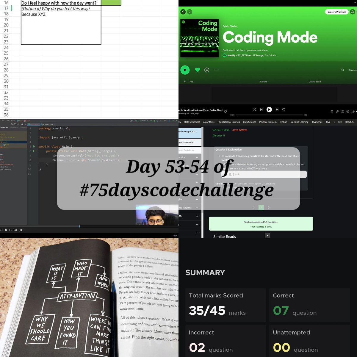 Sahilsher2710's tweet image. Day 53-54 of #75dayscodechallenge
-> DSA Lecture 2nd ✅️
- Code some problems ✅️
->Do GFG Quizzes (Arrays)67%✅️
->Take Internshala training notes✅️
#tuesdayvibe #10ODaysOfCode
#dsawithkunal #buildinpublic #100devs #CodeNewbie