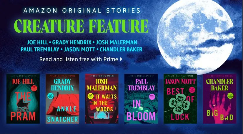 On sale today! The full CREATURE FEATURE Experience in pulse-pounding Word-o-Vision! 
I do bogeymen! Joe Hill does folk horror! Paul Tremblay does eco-horror! Josh Malerman does trolls! Jason Mott does...kind of leprechauns? Chandler Baker does werewolves!
buff.ly/46s4sgu