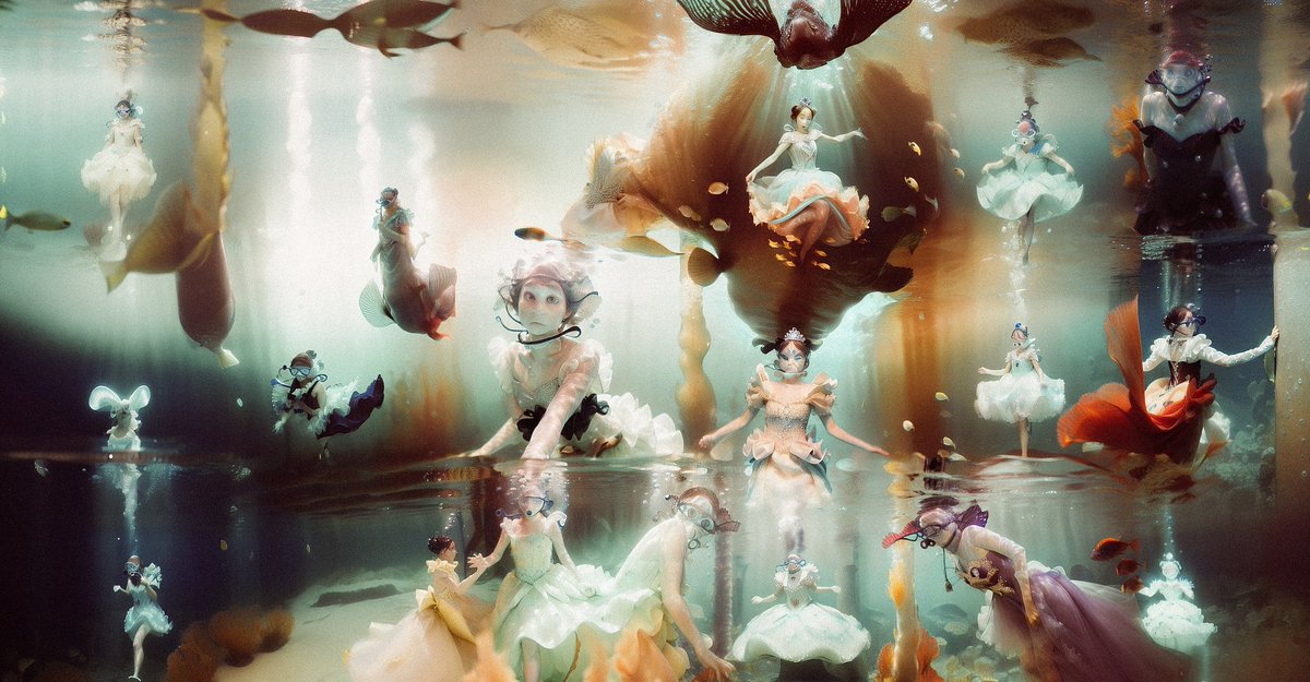 FireART_AI's tweet image. Your work is amazing! I also enjoy trying underwater themes. Here is a piece I generated using Stable Diffusion. I wanted to portray the eerie yet ornate beauty of dolls underwater. Please give me your valuable feedback!#AiArts #AIArtCommuity