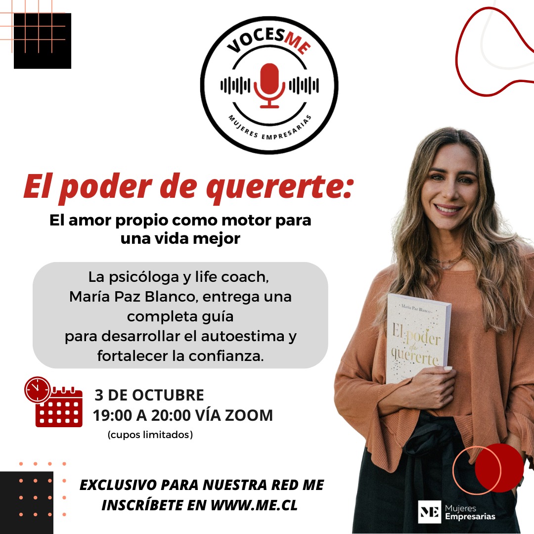 ¡No te quedes fuera de esta oportunidad única de crecimiento personal! Inscríbete hoy mismo a un nuevo webinar imperdible de VocesME y prepárate para descubrir "El poder de quererte" con la destacada psicóloga y life coach, María Paz Blanco. Inscríbete lnkd.in/ewdFtJaS