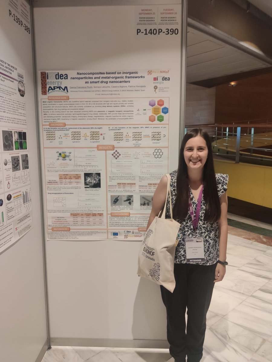 Today, our boss P. Horcajada has shared recent outcomes about Immune/chemo active MOF therapy at @Euromof2023 
Also S.Carrasco with his PokeMOFs in catalysis & @DarinaFrancesca with iNPs@MOFs for DDs

🔝🔝So proud🥳🎊👏👏

@IMDEAEnergia @HeatNMof