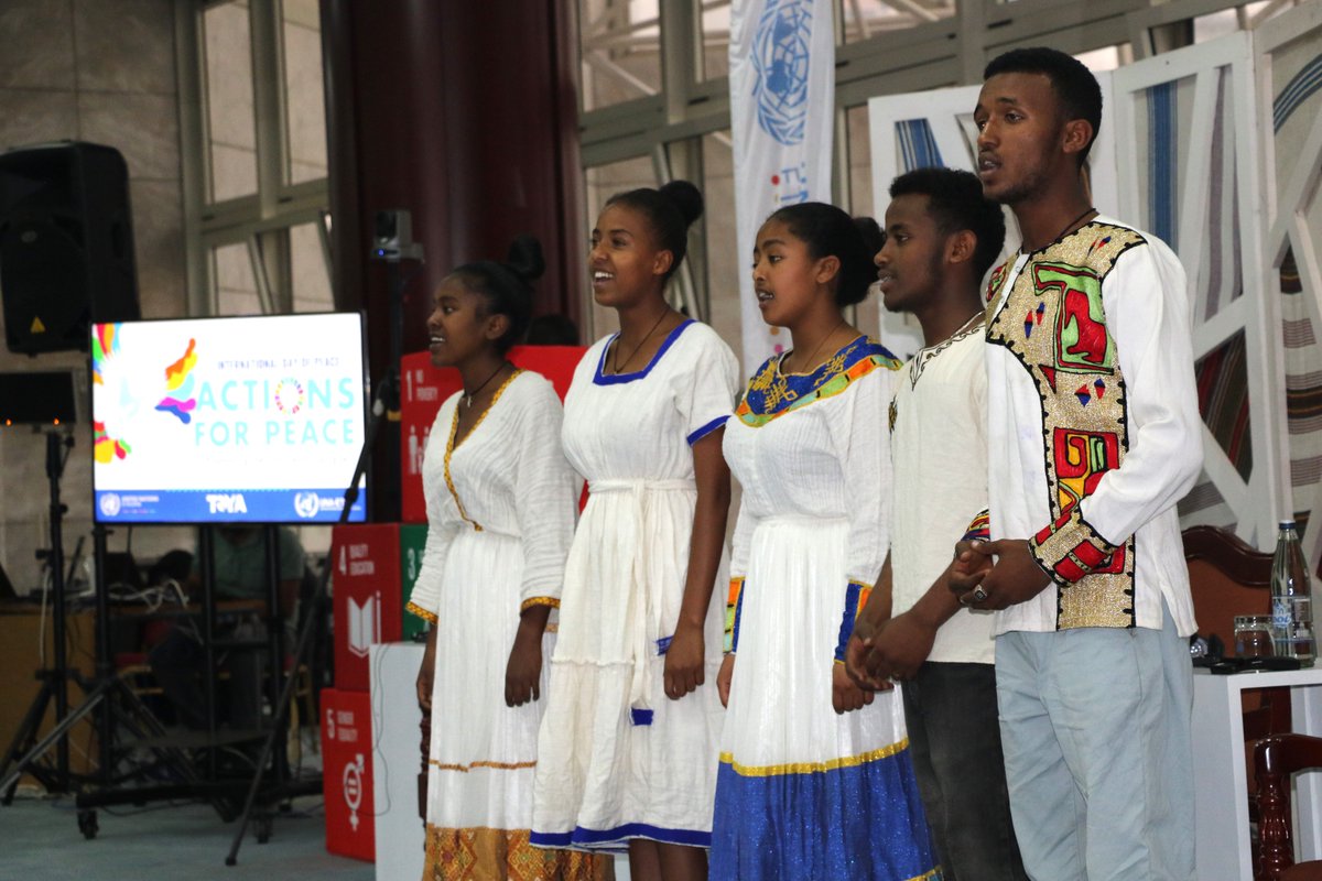 UNEthiopia's tweet photo. .@UNEthiopia in partnership with @UNA_Ethiopia &amp; @tayaeth commemorated #InternationalDayOfPeace  under the theme  “Actions for Peace: Our Ambition for the #GlobalGoals”

Peace is a noble &amp; necessary pursuit, &amp; the only practical pathway to a better, fairer world for all people. https://t.co/fS0OIj8waX