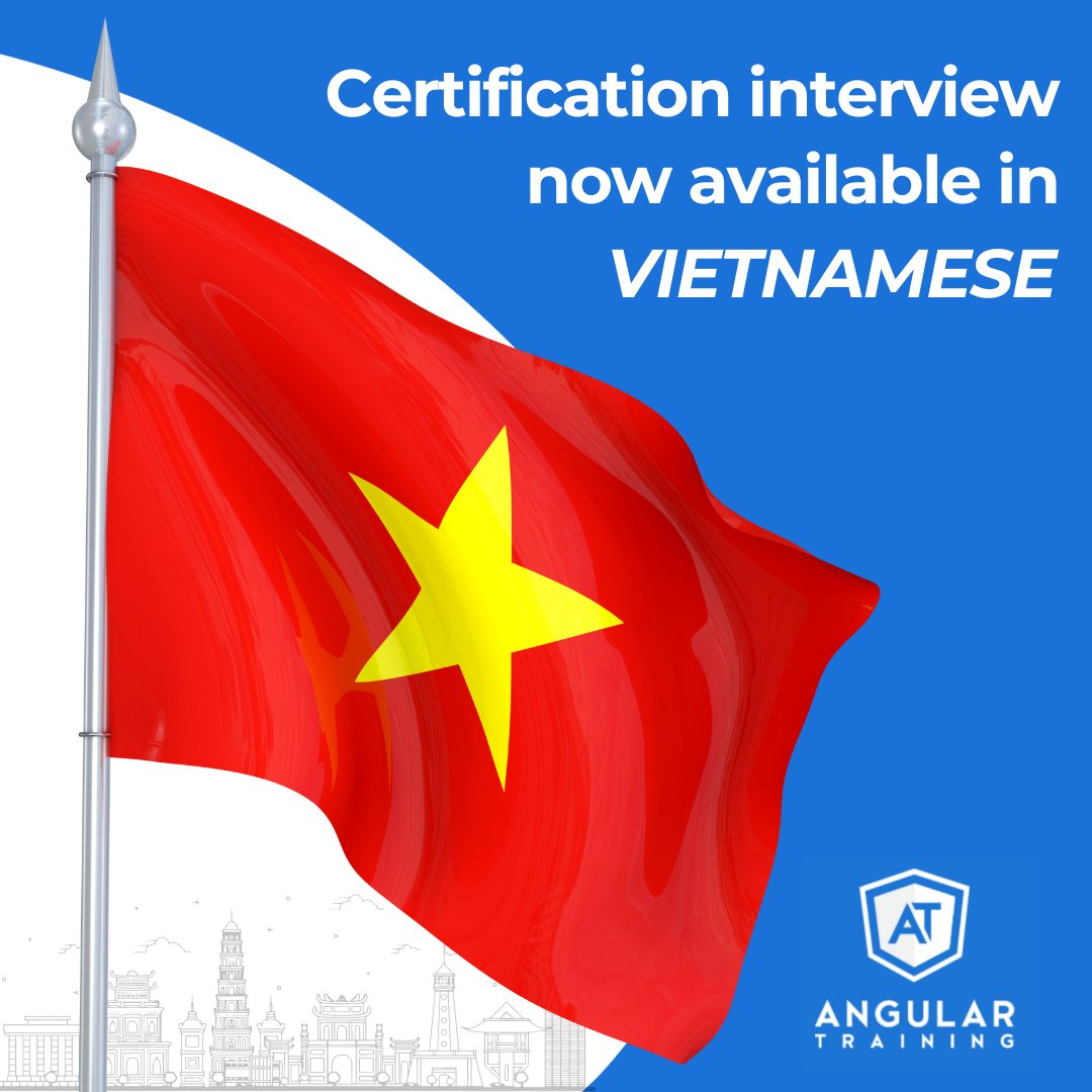 AlainChautard's tweet image. A new language is available for our Angular certification interviews! You can now be interviewed in Vietnamese. This applies to our React Certification, too. #angular #vietnam #angularcertification