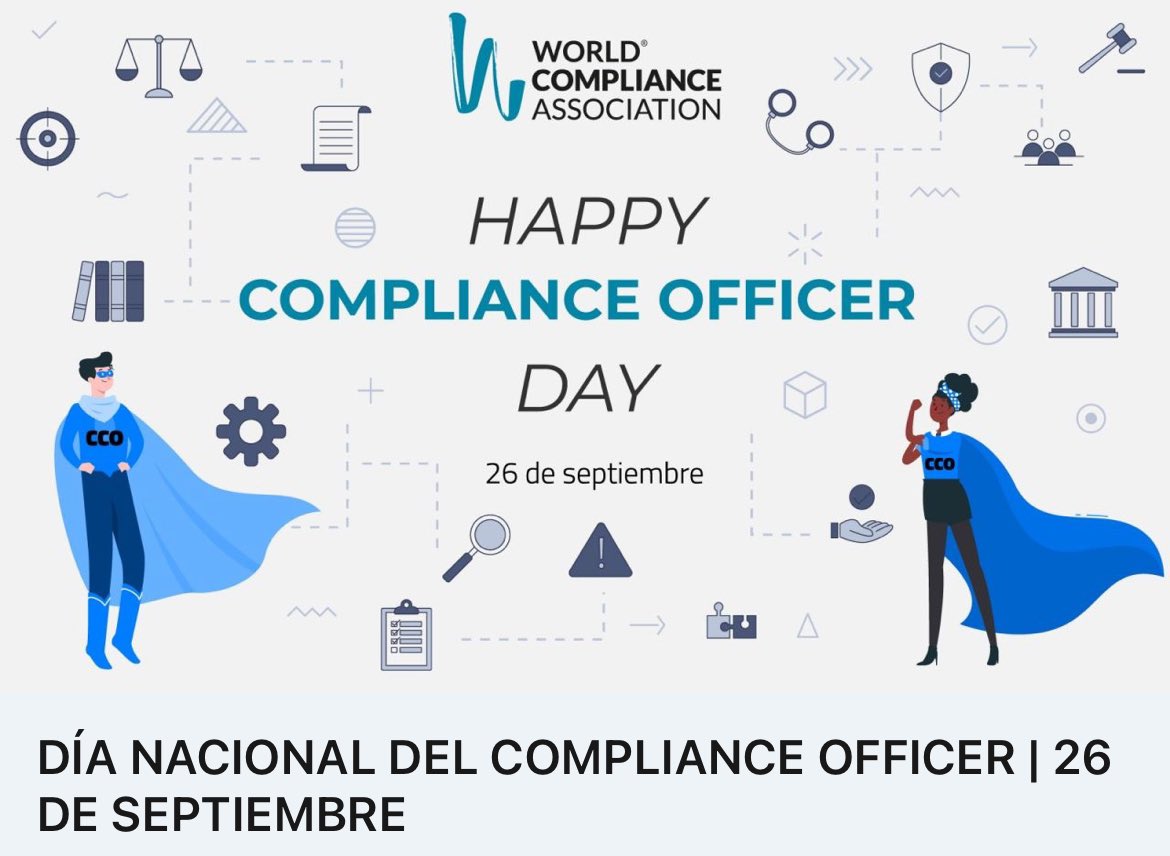 Feliz día internacional del #compliance Officer. Es una tarea bastante compleja, pero alguien tiene que hacerla 😉 
Felicidades a todos en su día 👏🏻🍾
