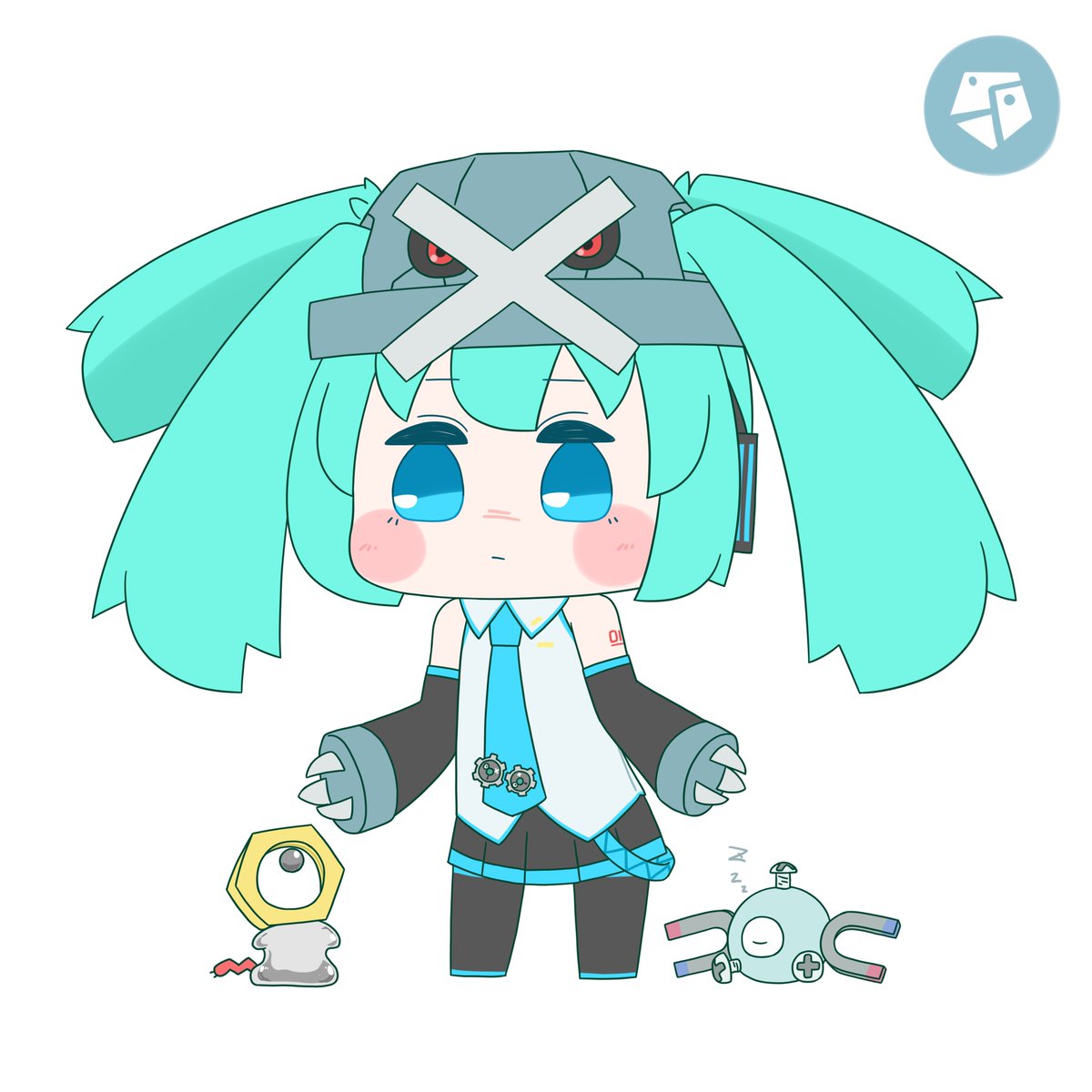 初音ミク「今日も一日  ポケミクはがね枠 #初音ミク」|はつねネガメのイラスト