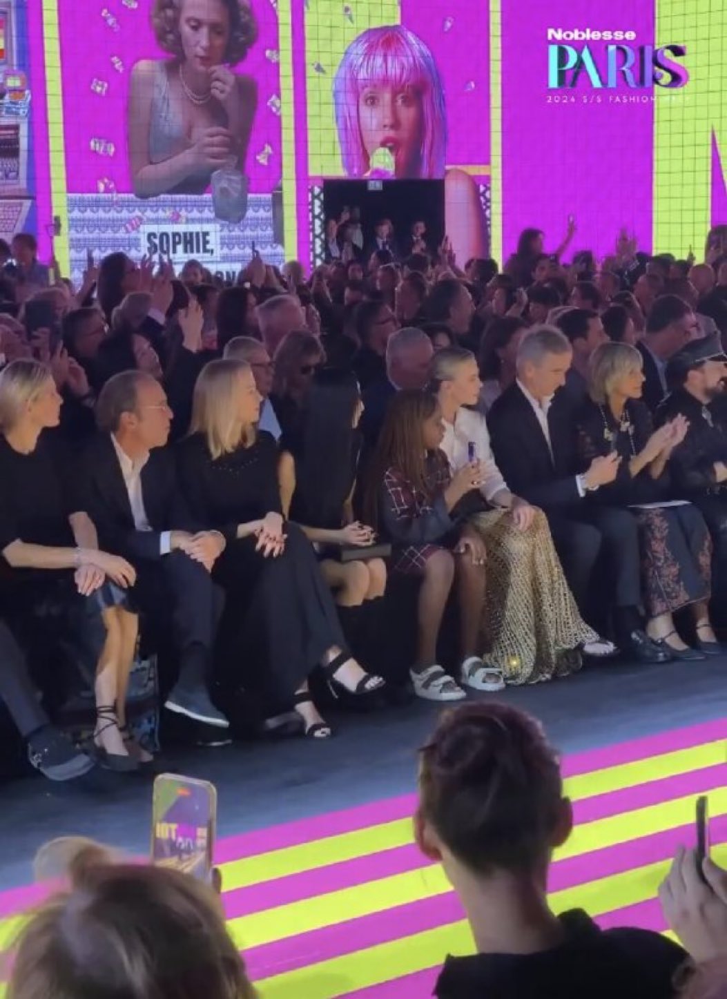 Jisoo, Delphine Arnault, Charlize Theron, Bernard Arnault at Dior