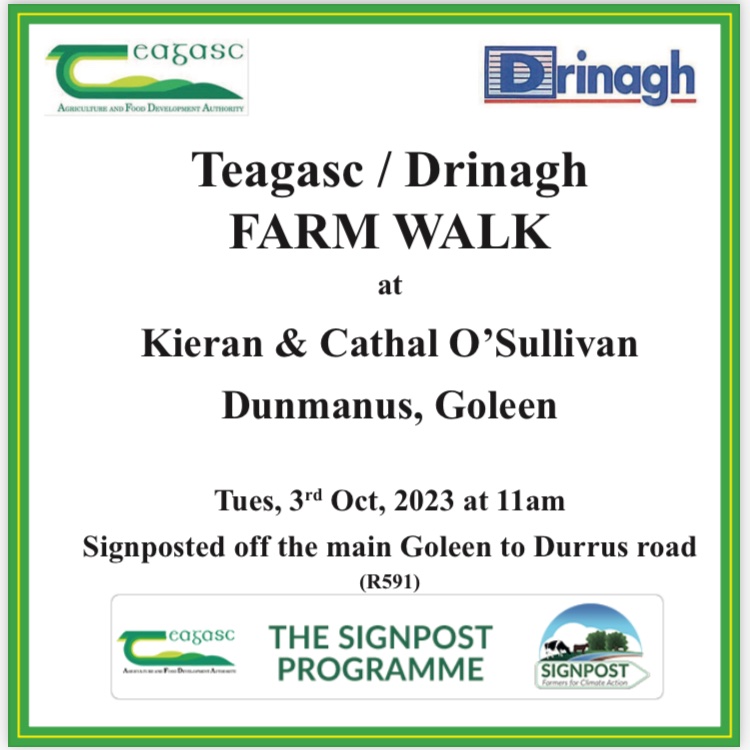 Farm walk in conjunction with @Drinaghagri and @CarberyGroup taking place next Tuesday