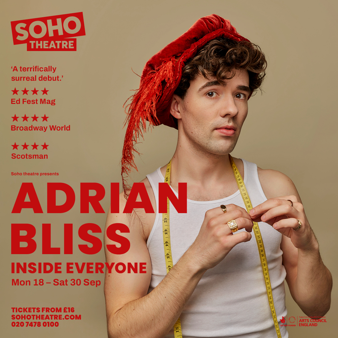 Still some tickets left for my final performances of Inside Everyone this week at Soho Theatre! (There's some tonight if you're feeling spontaneous) sohotheatre.com/events/adrian-…