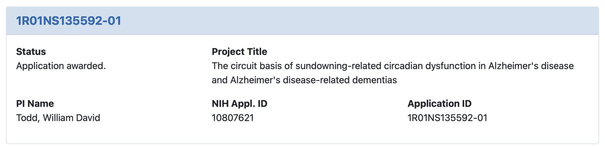 wyoclock's tweet image. Excited to announce that the Todd Lab is officially R01-funded!!! #proudPI #NINDS #sundowning