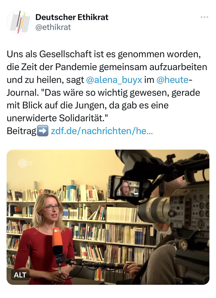 Es irritiert zutiefst, dass gerade die Vorsitzende @alena_buyx des @ethikrat suggeriert, dass #Corona ohne Aufarbeitung (und damit ohne Heilung) abgeschlossen sei. Dabei können wir die in der Pandemie viel geforderte Solidarität noch immer an die Jungen zurückgeben, wenn wir…