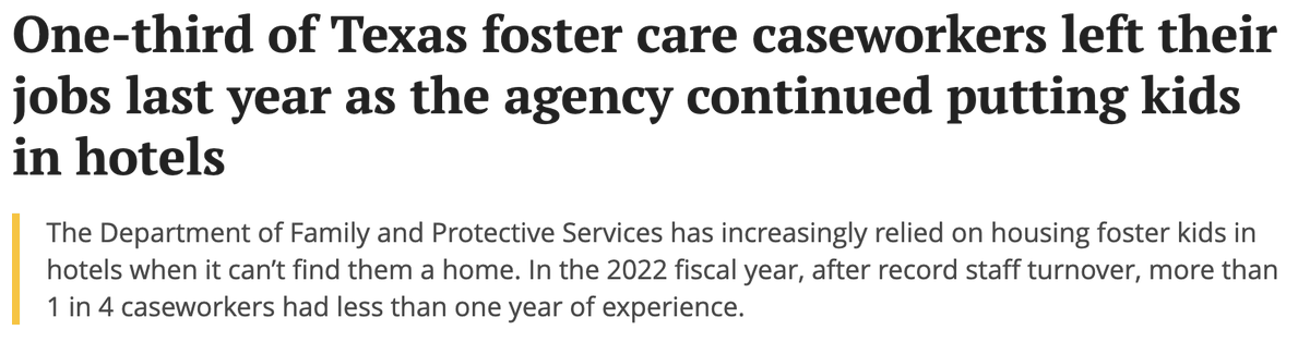 Forrest4Trees's tweet photo. You won't hear much from Texas GOP politicians about the walking catastrophe that is foster care in Texas because there isn't a drag show or dirty book to blame. Instead, it's just them—they did this. 

https://t.co/x0gT5XaHWJ https://t.co/c6BJLEhtGD