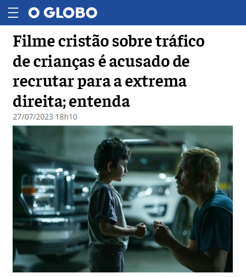 pauloap's tweet photo. Compare a diferença de tratamento que a imprensa deu para esses dois filmes:

- "Cuties" (tinha crianças dançando em poses sensuais)

- "Sound of Freedom" (denuncia a pedofilia)

Um era perseguido pela Damares e "elogiado pela crítica" e outro é de "extrema direita". Por que?