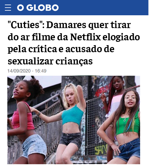 pauloap's tweet photo. Compare a diferença de tratamento que a imprensa deu para esses dois filmes:

- "Cuties" (tinha crianças dançando em poses sensuais)

- "Sound of Freedom" (denuncia a pedofilia)

Um era perseguido pela Damares e "elogiado pela crítica" e outro é de "extrema direita". Por que?