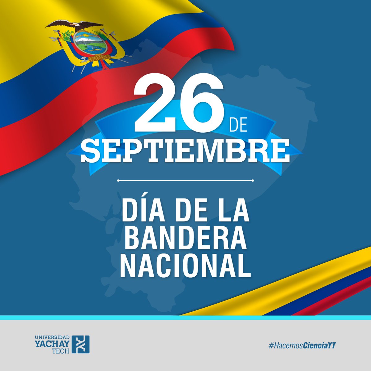 UniYachayTech's tweet photo. Hoy celebramos con gran orgullo y respeto el Día de la Bandera Nacional, 🇪🇨 un símbolo de nuestra identidad como ecuatorianos . ¡Que viva el Ecuador! 

#DiadelaBandera #Ecuador #SomosYachayTech #HacemosCienciaYT https://t.co/5072BLU0eQ