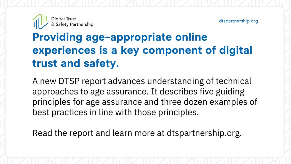 New publication! 

DTSP presents Guiding Principles and Best Practices for #AgeAssurance 

dtspartnership.org/wp-content/upl…