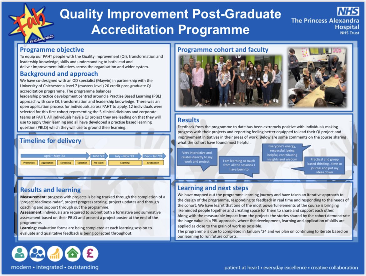 Great to see elevator pitches being practiced &amp; recorded answering the question… ‘what are we trying to accomplish’ (model for improvement)

Find out more about our quality improvement post-graduate qualification here: fabnhsstuff.net/storage/PAHT-Q… 😁  <a href="/FabNHSStuff/">AcademyOfFabStuff</a> #FabAwards23 #QI
