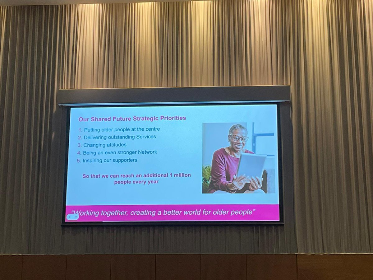 ageuknt's tweet photo. We’re at Our Shared Future 2024 in Manchester today. Dawn, our Group Chief Executive, has been talking about our shared strategy for the future.

Great to see so many organisations working together to create a better world for older people.

#OurSharedFuture @age_uk https://t.co/613Av7QcMk