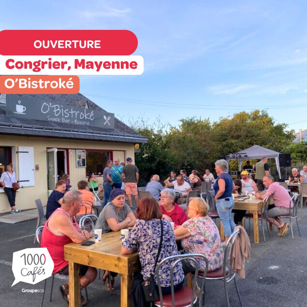 1000_cafes's tweet photo. Le 15/09, les habitants du village de #Congrier, en Mayenne, étaient à la fête pour la réouverture de leur café : "O’Bistroké" ! Cindy et Fabien, congriéens depuis 2016, sont aux commandes de l’établissement et ont beaucoup de belles idées pour développer ce lieu de vie. https://t.co/A8Q7eikLze