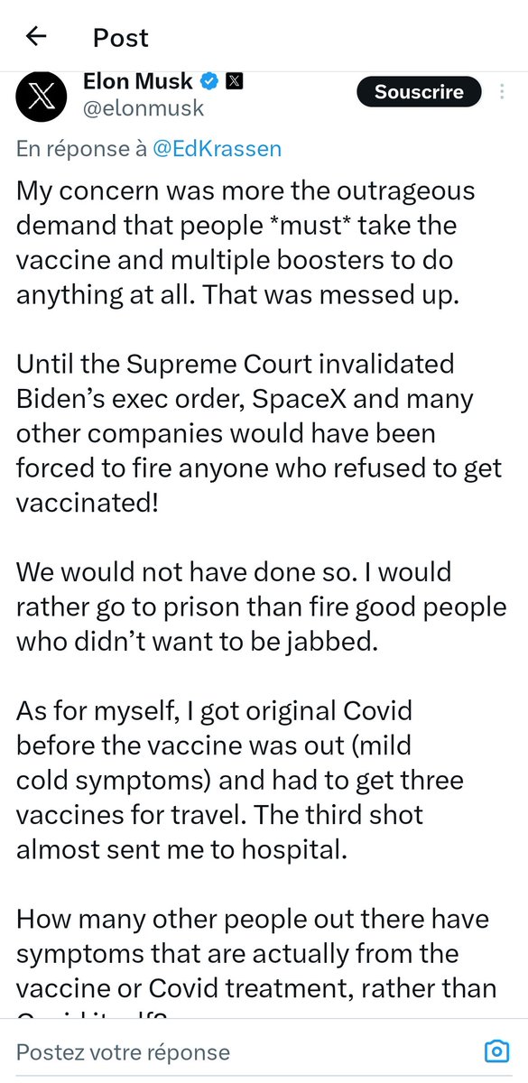 Tu sais, le fameux 'as for myself' c'est à dire 'dans mon cas' <a href="/elonmusk/">Elon Musk</a>