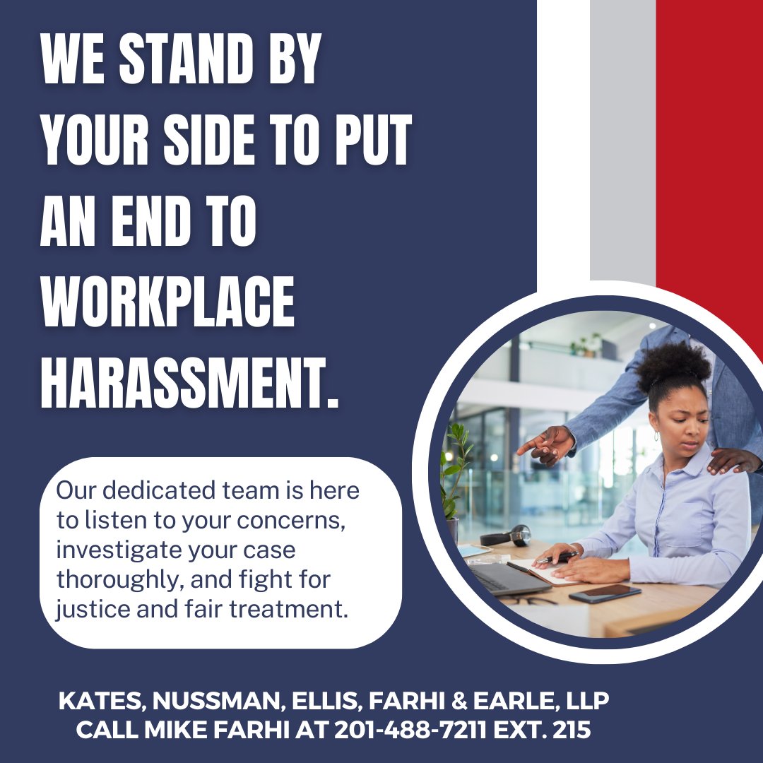 In workplace harassment, we're your devoted allies. We listen, investigate, and fight for justice.

Facing harassment? Contact us today. Let's create a discrimination-free workplace.
Call Mike Farhi at ☎️ 201-488-7211 ext. 215
.
.
.
#WorkplaceJustice #LegalSupport