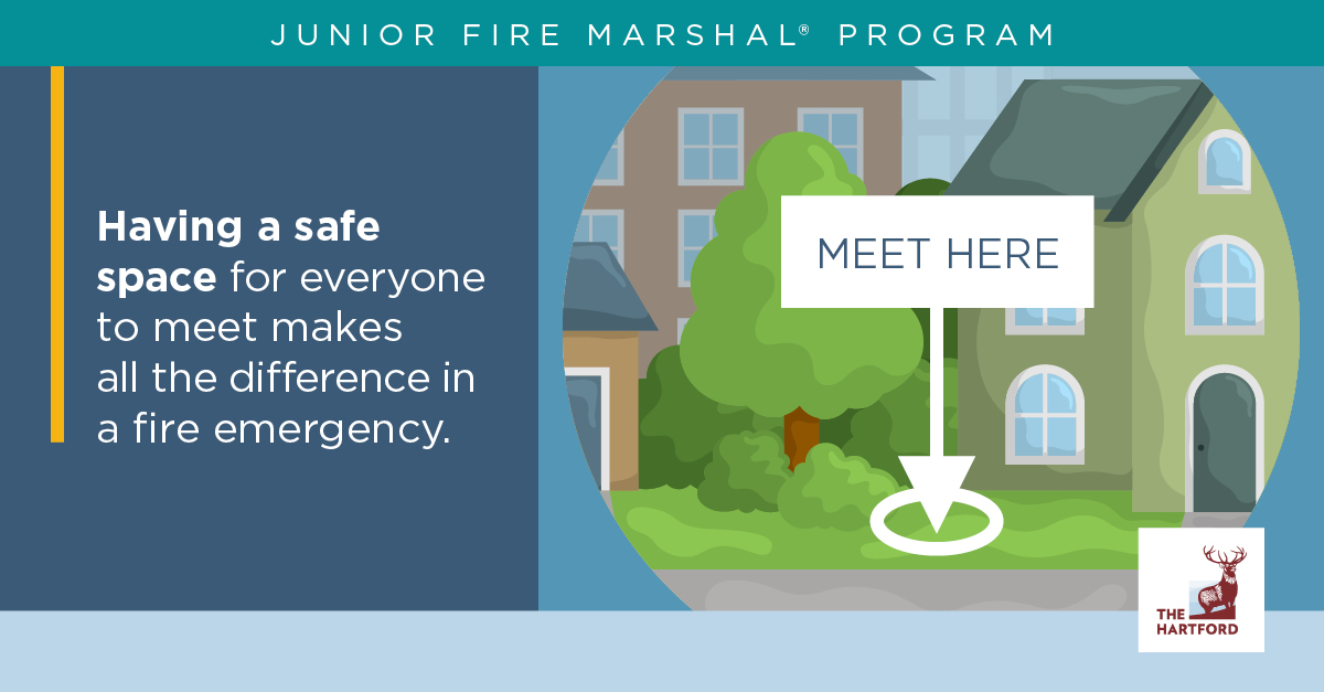 Choosing a place to meet outside – like at the mailbox or under a light post – somewhere that’s easy to remember and a safe distance away from a home fire is key to everyone’s safety. It’s just one of the lessons from our Junior Fire Marshal® program. ms.spr.ly/60189iVL2