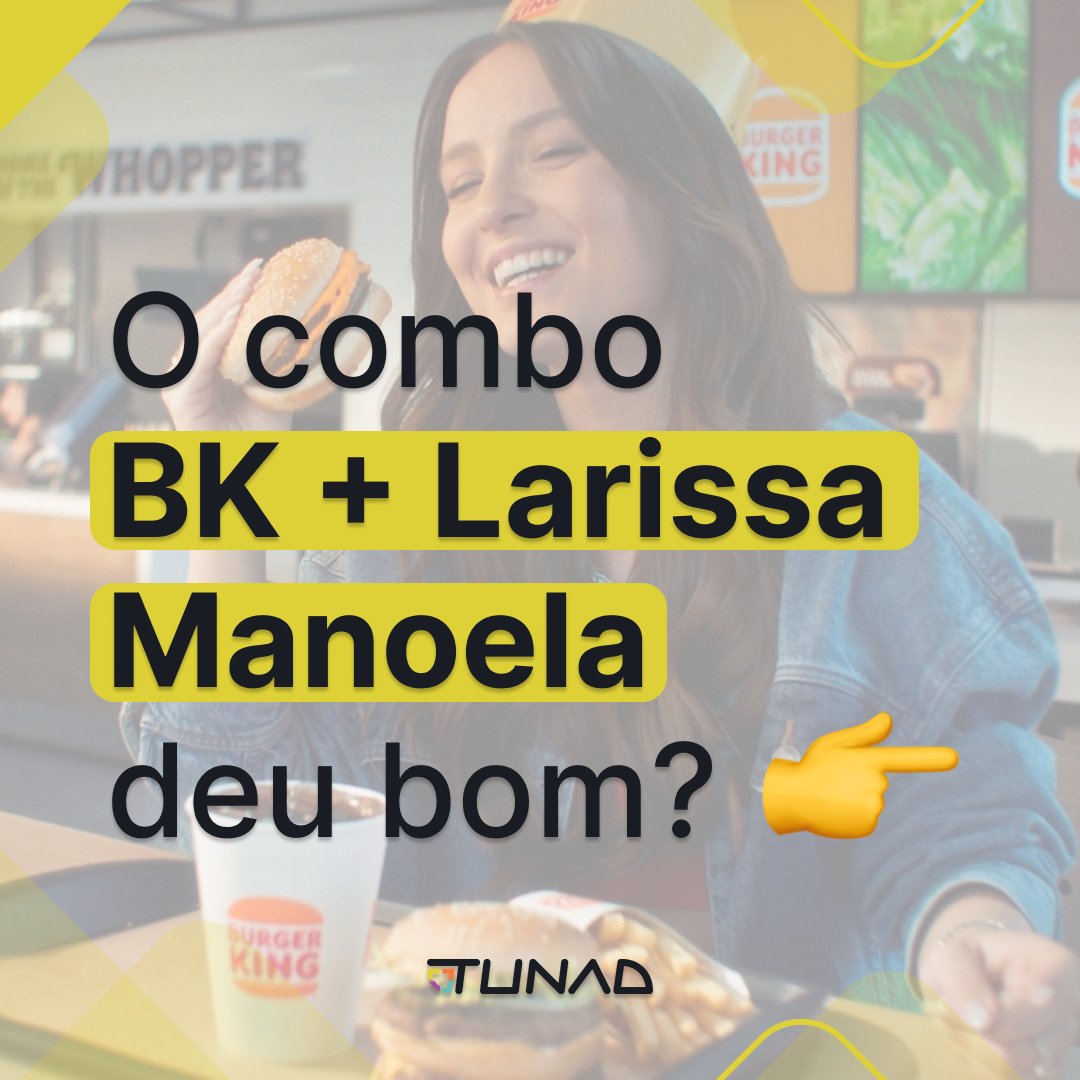 Tunadplatform's tweet photo. Novo estudo da @tunadplatform revela se o combo @larimanoela e
@burgerkingbr gerou bons resultados em campanha lançada em setembro!

Confira os resultados no post!

#Tunad #Publicidade #TV #BK #BurgerKing #LarissaManoela #Marketing #Google https://t.co/u585DxEH8z