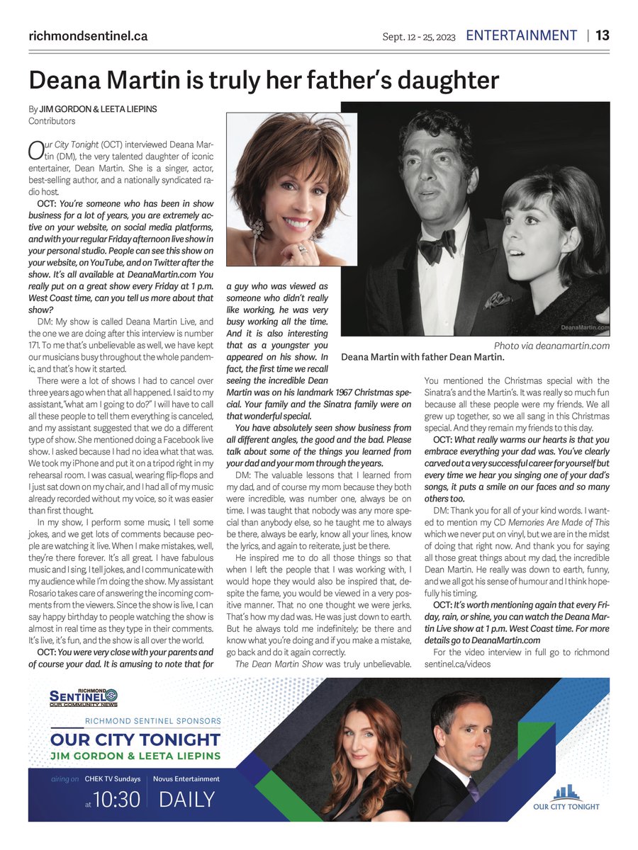 Thank you Jim Gordon &amp; Leeta Liepins from Richmond Sentinel Magazine! 😎📰✨