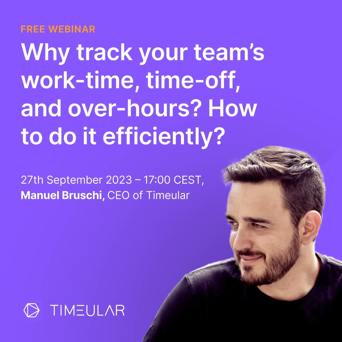 Tomorrow we're live with our free time tracking webinar ⏳ Secure your spot here: buff.ly/3syKsdD 

📅 Date: 27th September, 2023
⏰ Time: 5pm CEST
📍 Location: Online
🎤 Host: Manuel Bruschi, CEO of Timeular
Can't join? Sign-up, and we'll send you the recordings 😉